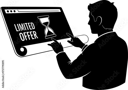 Flash Sale Countdown Timer Silhouette - Limited Time Offer & Urgency Black Vector Icon for Black Friday Marketing