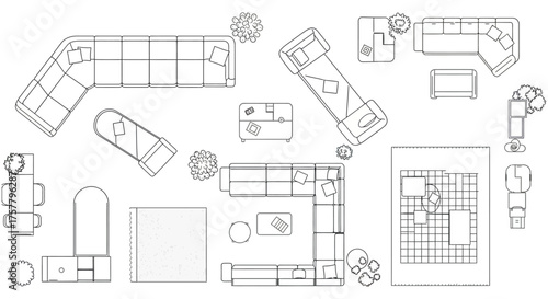 furniture arrangement floor plan visualizing interior design concepts for home staging and architectural planning offering a top-down view of room layouts