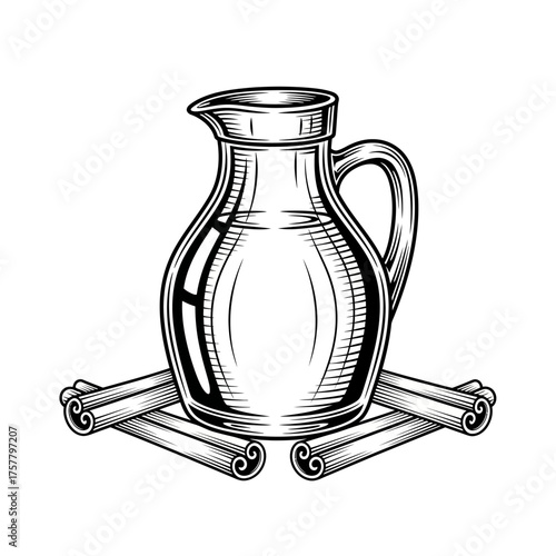 Thanksgiving Delights A Vintage Illustration of Cream and Cinnamon for the Season's Feast