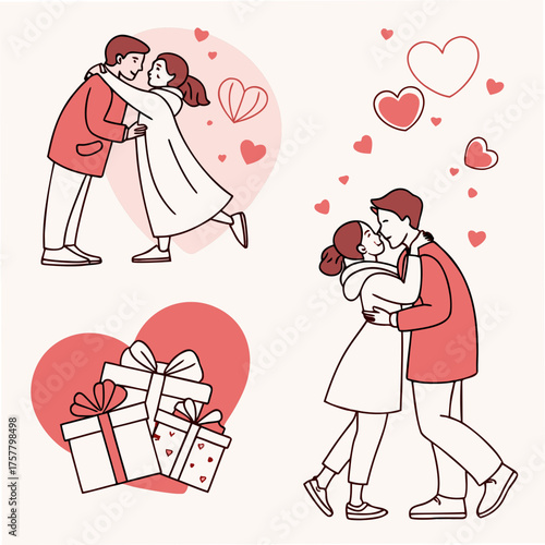 Valentine’s Day Romance and Love Vector Illustrations