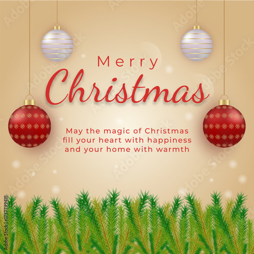 Happy Christmas Banner with Santa Claus Holding Gifts. Vibrant Happy Christmas banner featuring Santa Claus with presents and snow background. great for social media greetings, holiday ads.