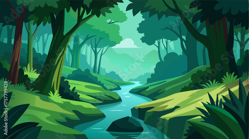 A hidden stream ss its way through the dense thicket its crystal clear waters reflecting the rich greens of the surrounding foliage. But beware for this idyllic scene belies the