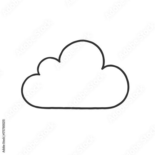 Simple cloud outline in minimalist design style on white background  