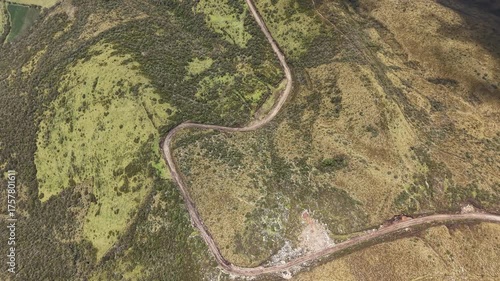 Breathtaking aerial footage showcasing the iconic Rucu Pichincha volcano and the TeleferiQo viewpoint high above Quito, Ecuador