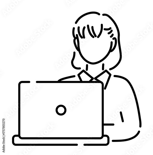 PC操作中のオフィスカジュアル女性や学生