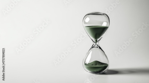 Transparent glass hourglass symbolizing quiet time