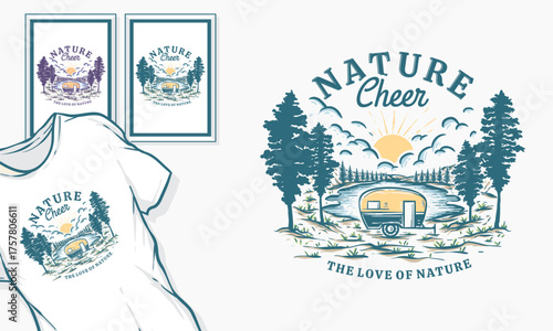 illustration scout graphic camper badge lake vintage forest outdoor mountain