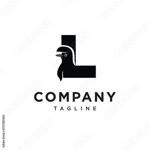 Letter L Umbrellabird Logo Icon Vector