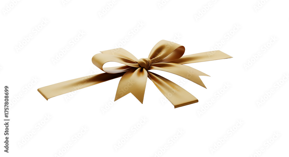 Fototapeta premium Elegant Gold Ribbon Bow Tied on White Envelope