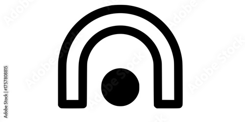 Bold Arch with Heavy Dot Flat Vector Minimalist Portal Icon