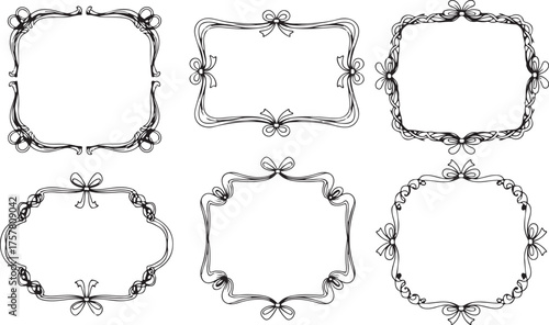 Collection of six ornate decorative vintage frames and borders with intricate floral and scrollwork details