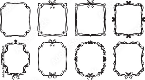 Collection of eight ornate vintage decorative frames and borders in a classic elegant style