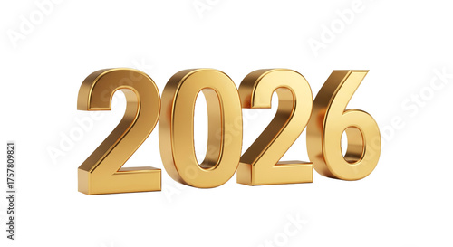 Golden 3D Numbers 2026 for New Year, Future, Celebration, and Milestones