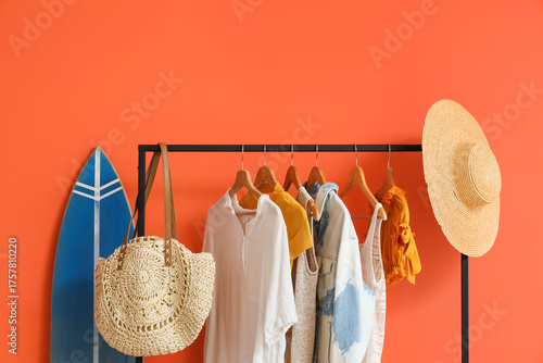 Surfboard and black rack wi...