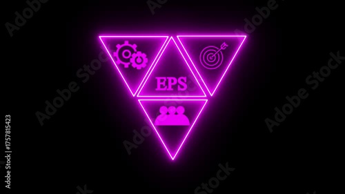 A glowing blue tech-inspired icon with a target, gears, and a person inside triangles on a black background.