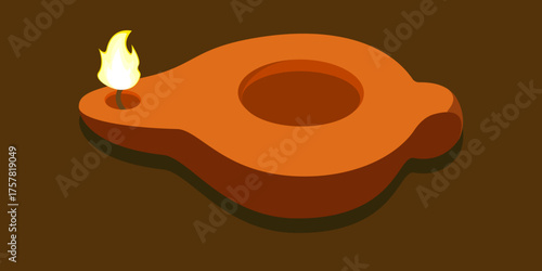 Lamp, oil lamp, antique, lighting, fire, icon, symbol, illustration, vector.