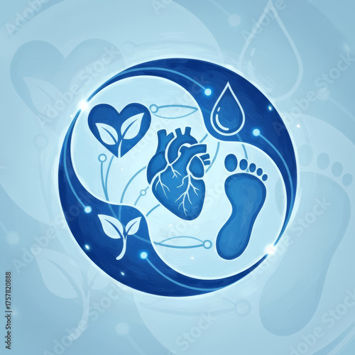 Diabetes Awareness Day: Heart and Foot Symbolizing Health and Wellbeing