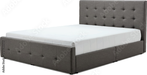 this bed design is like a visual metaphor for grounded elegance—structured, soft, and quietly functional. The tufted headboard and footboard feel like emotional buffers, whileAdobe Illustrator Artwork