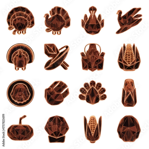 Thanksgiving bundle Collection of thanksgiving themed icons and illustrations in brown tones
