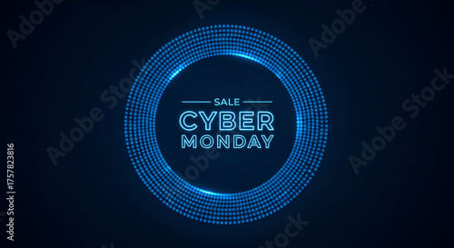 Brilliant Metallic Cyber Monday Text With Digital Mouse Icon Centerpiece Surrounded By Glowing Blue Electronic Circuit Board Lines For High Technology Online Shopping Discount Promotion Event Business
