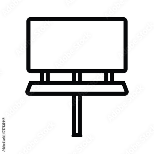 A black line art drawing shows a rectangular billboard supported by posts on white background