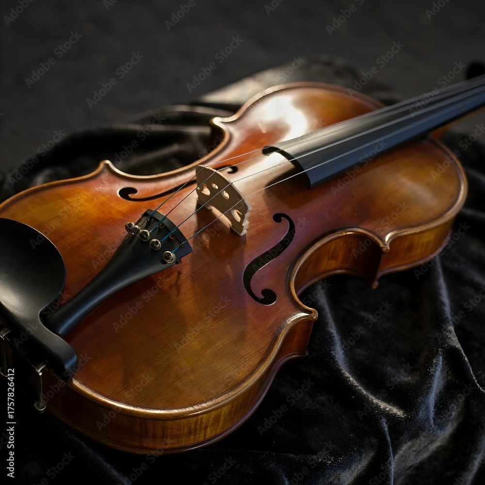 Fototapeta premium Elegant Classical Violin on Dark Background – Artistic Instrument Showcase