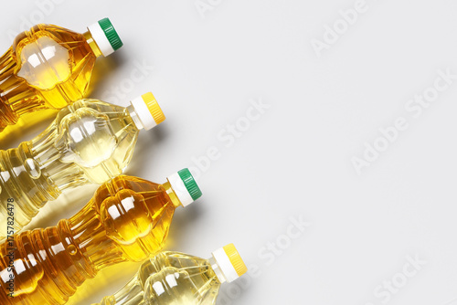 Bottles of sunflower oil on...