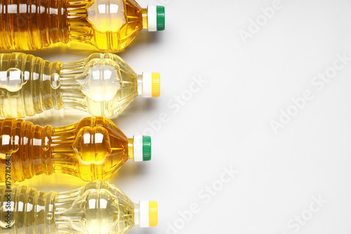 Bottles of sunflower oil on...
