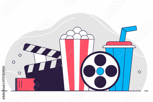 popcorn and movie tickets vector, design, business, art, set, pixel, icon, illustration, sign, people, soccer,