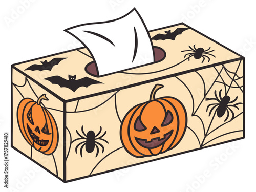 vector illustration of a halloween pumpkin tissue box