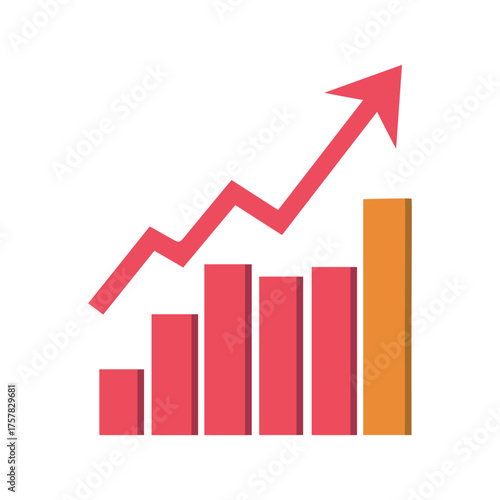 An upward trending arrow visually illustrates growth above ascending bar charts with a white background Free Download An upward trending arrow visually illustrates growth above ascending bar charts with a white background - GFXLoad
