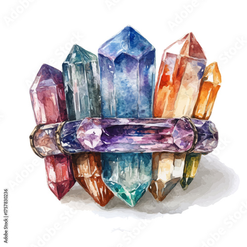 Cluster Ring, watercolor illustration vector, isolated on a white background.