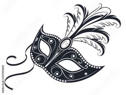 carnival mask vector illustration mask, venetian, gold, fantasy, black, traditional, masque, feathers, holiday, decoration, mystery, party, carnival, venice, costume, theater, face, italy, fun, feathe