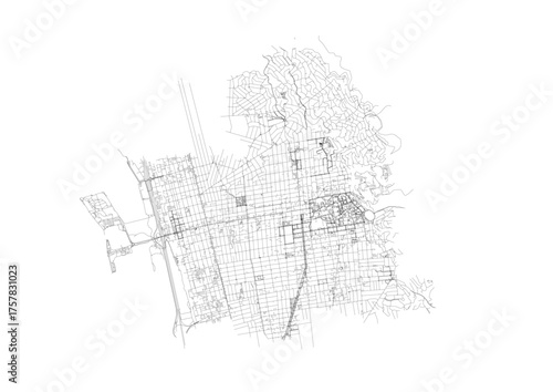 Minimalist monochrome map of Berkeley showing highway & road networks with urban density — ideal for urban planning, design mockups, or geographic visualization.