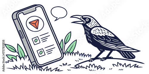 bird on a branch flying, robin, winter, wildlife, beak, vector, bird, animal, silhouette, raven, branch, drawing, bullfinch, tree, design, art, black, crow, illustration, nature, birds