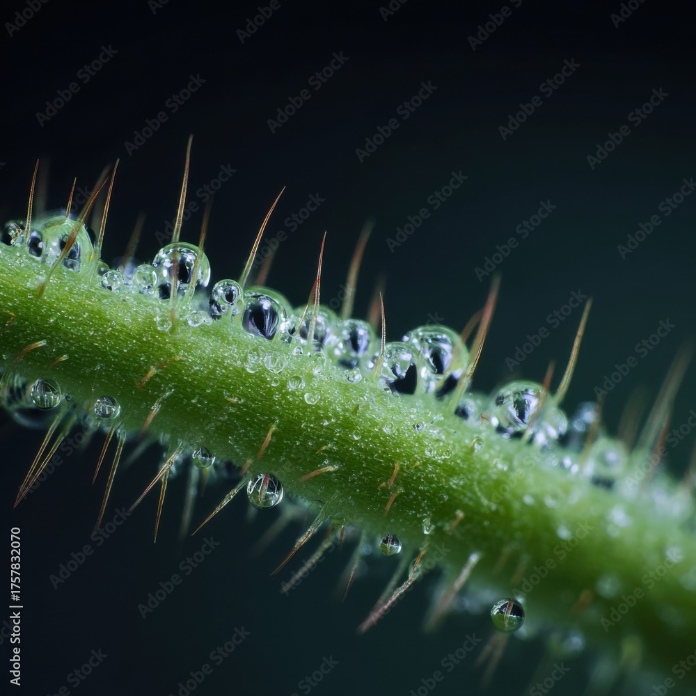 Naklejka premium Detailed macro view of tiny hairs on a plant stem.