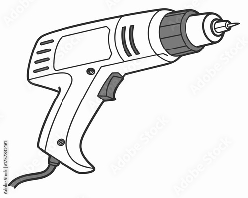 electric drill vector illustration isolated, hairdryer, dry, power, heat, hand, style, hairdresser, drier, drill, electric, equipment, hair, dryer, tool, plastic, blower, beauty, handle, fashion, blow