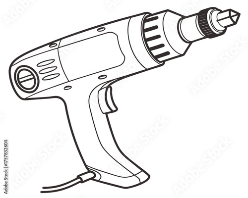 hair dryer vector illustration drill, power, battery, construction, screw, industry, instrument, dryer, repair, tools, work, cordless, screwdriver, tool, isolated, electric, equipment, white, hand, ob