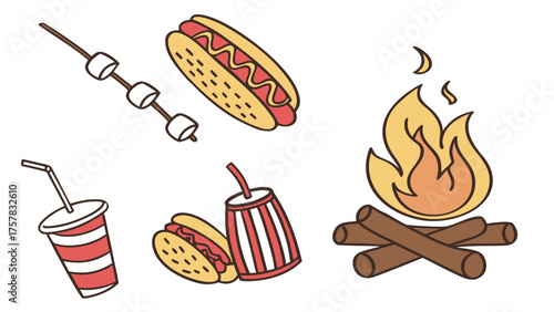 hot dogs and sausages food, vector, illustration, coffee, fast food, cheese, sweet, candy, menu, meal, cake, fast, burger, hamburger, icon, pizza, cartoon, meat, hotdog, design, breakfast, 