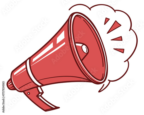 megaphone on white background megaphone, loudspeaker, announcement, message, news, public, speech, shout, vector, audio, announce, loud, bullhorn, speaker, communication, sound, voice, amplifier, obje