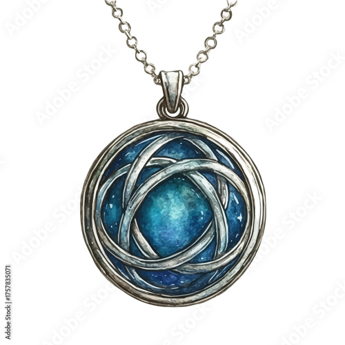 Celtic Knot Pendant, watercolor painting vector, isolated on a white background.
