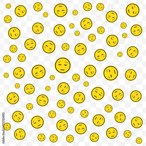 Create a sad mood with an emoticon backdrop, a feeling of melancholy or disappointment, perfect for expressing complex emotions in a visual way.