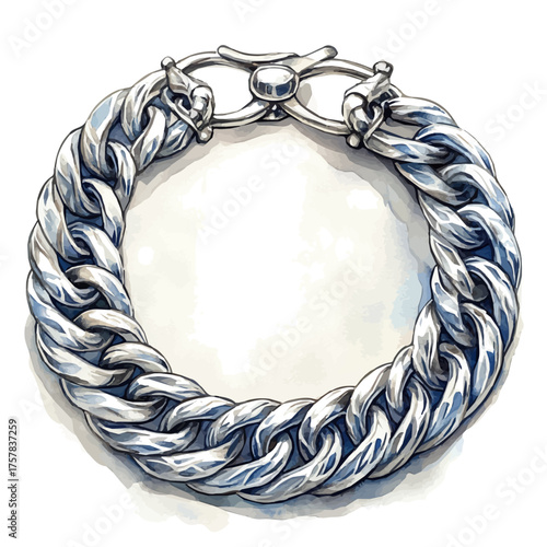 Byzantine Chain Bracelet, watercolor illustration vector, isolated on a white background.