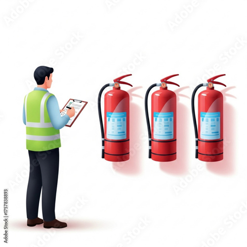 Modern Gradient Vector of Fire Extinguisher Inspection
