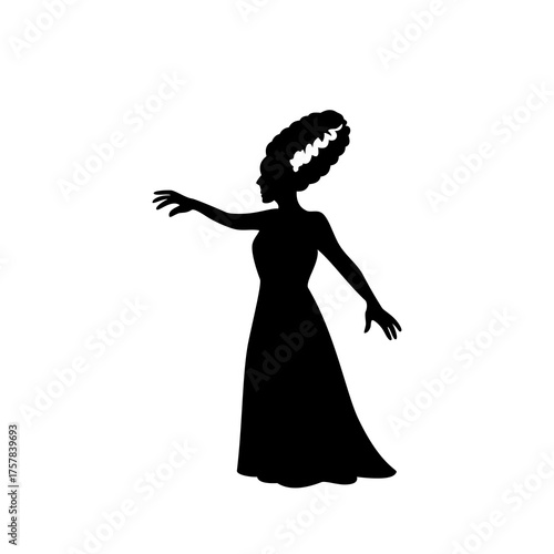 Żona potwora Frankensteina - sylwetka narzeczonej - ilustracja wektorowa Halloween	
