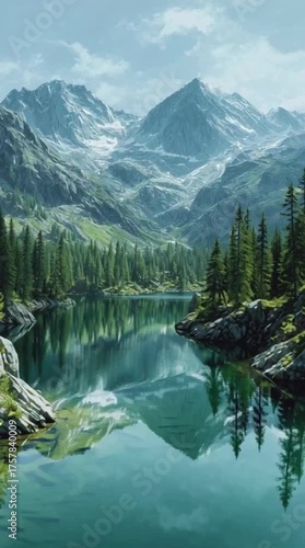 View of a beautiful mountain lake
