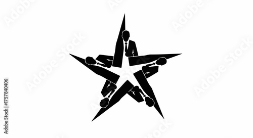 Diverse team forming a star shape, symbolizing unity and shared success in business.