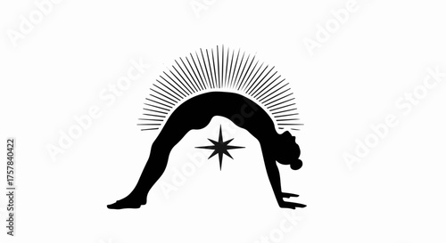 Silhouette of a woman in a graceful yoga pose, embodying strength and inner peace.