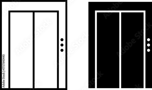Two contrasting elevator doors one white one black