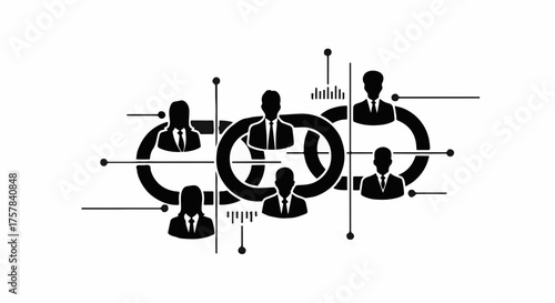 Interconnected team members forming a strong network in a business concept